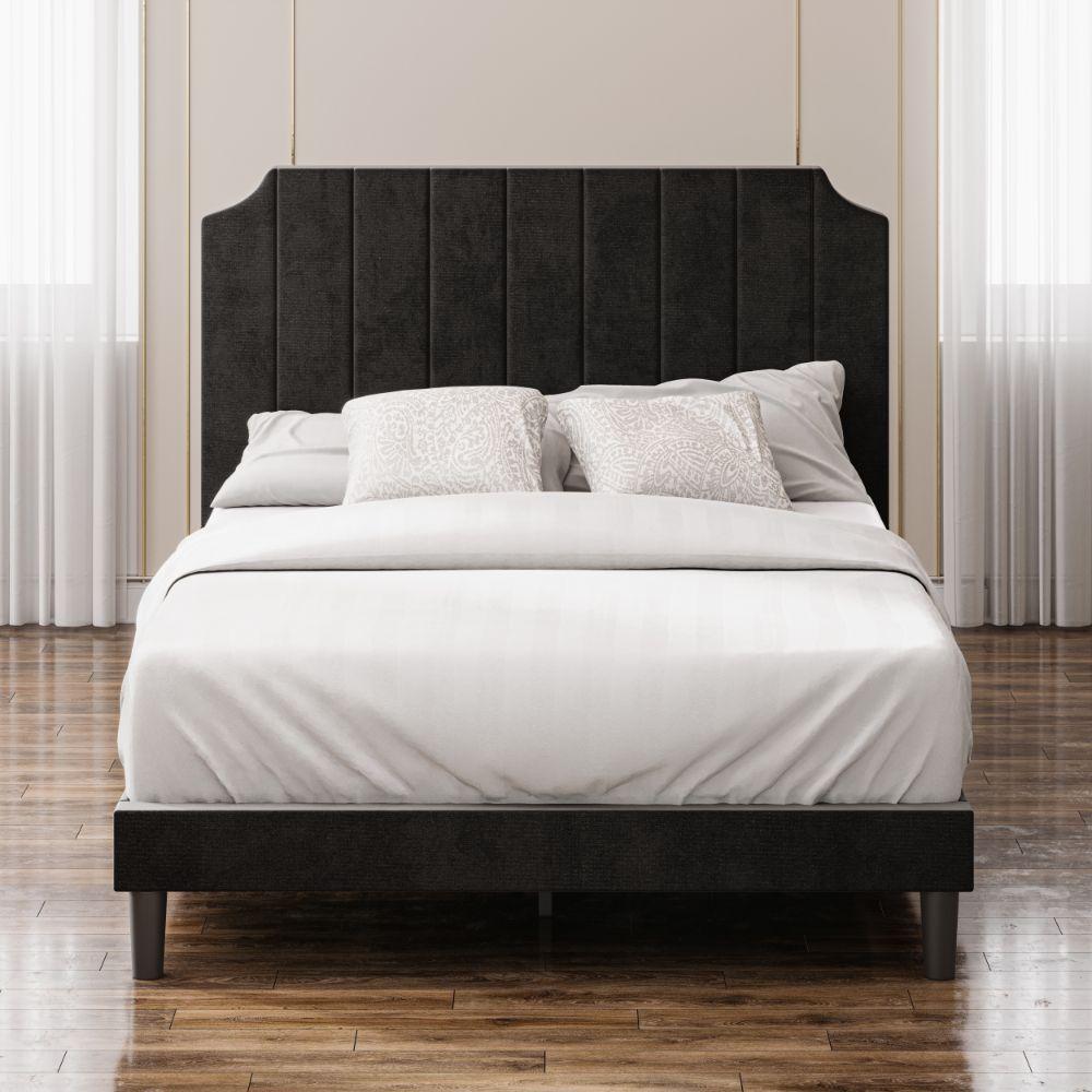 Charlotte Upholstered Platform Bed, Zinus Queen Bed Frame Dimensions
