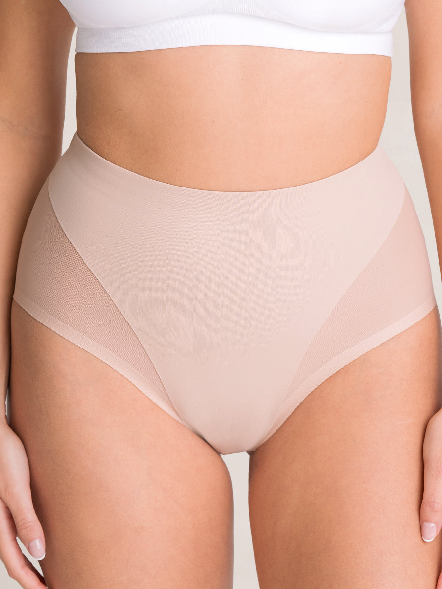 Shapermint Essentials Everyday Empower Mesh Shaper Panty Oatmeal
