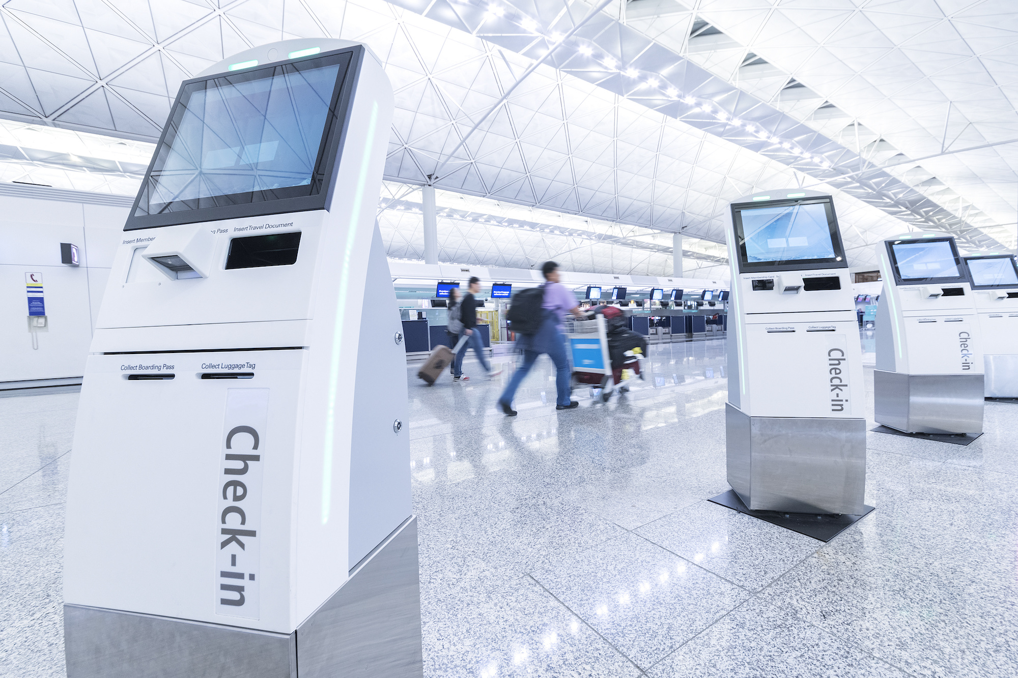 Self check-in kiosks at airport