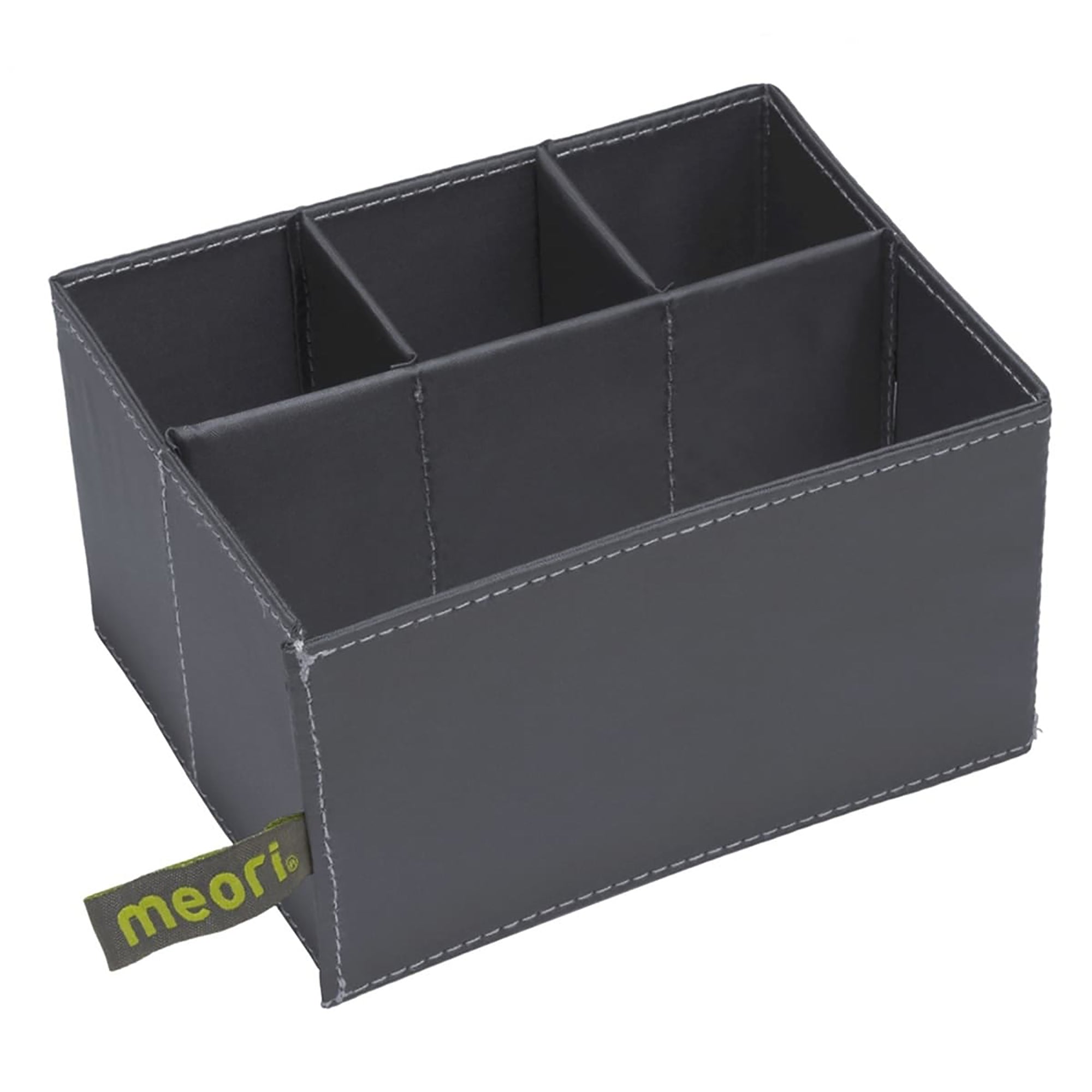 Navy blue Meori insert open with 1 long compartment and 3 small compartments.