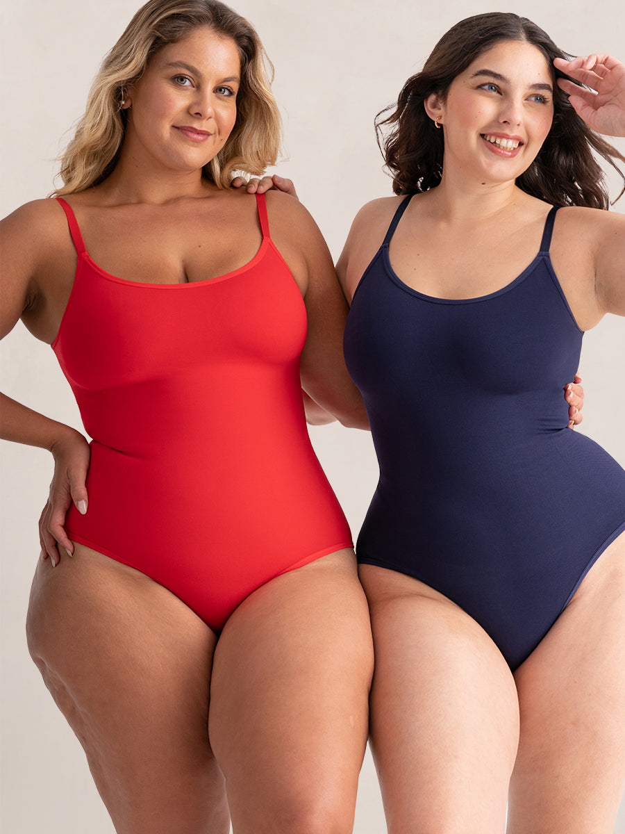 Red and navy Shapermint seamless bodysuit