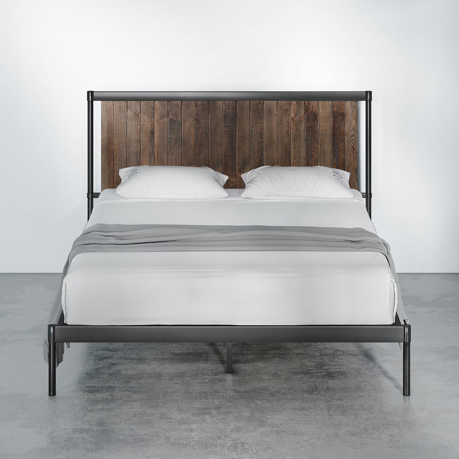Wesley Metal And Wood Platform Bed Frame, Wood And Metal Bed Frame