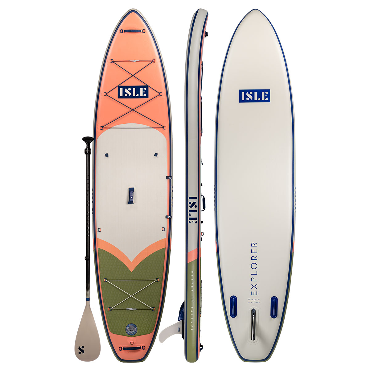 Explorer 2.0Inflatable Stand Up Paddle Board PackageCrafted for our fitness and adventure-loving paddlers, this inflatable paddle board is made with a double layer, drop-stitch construction, making it extremely durable and functional for every water condition and activity.