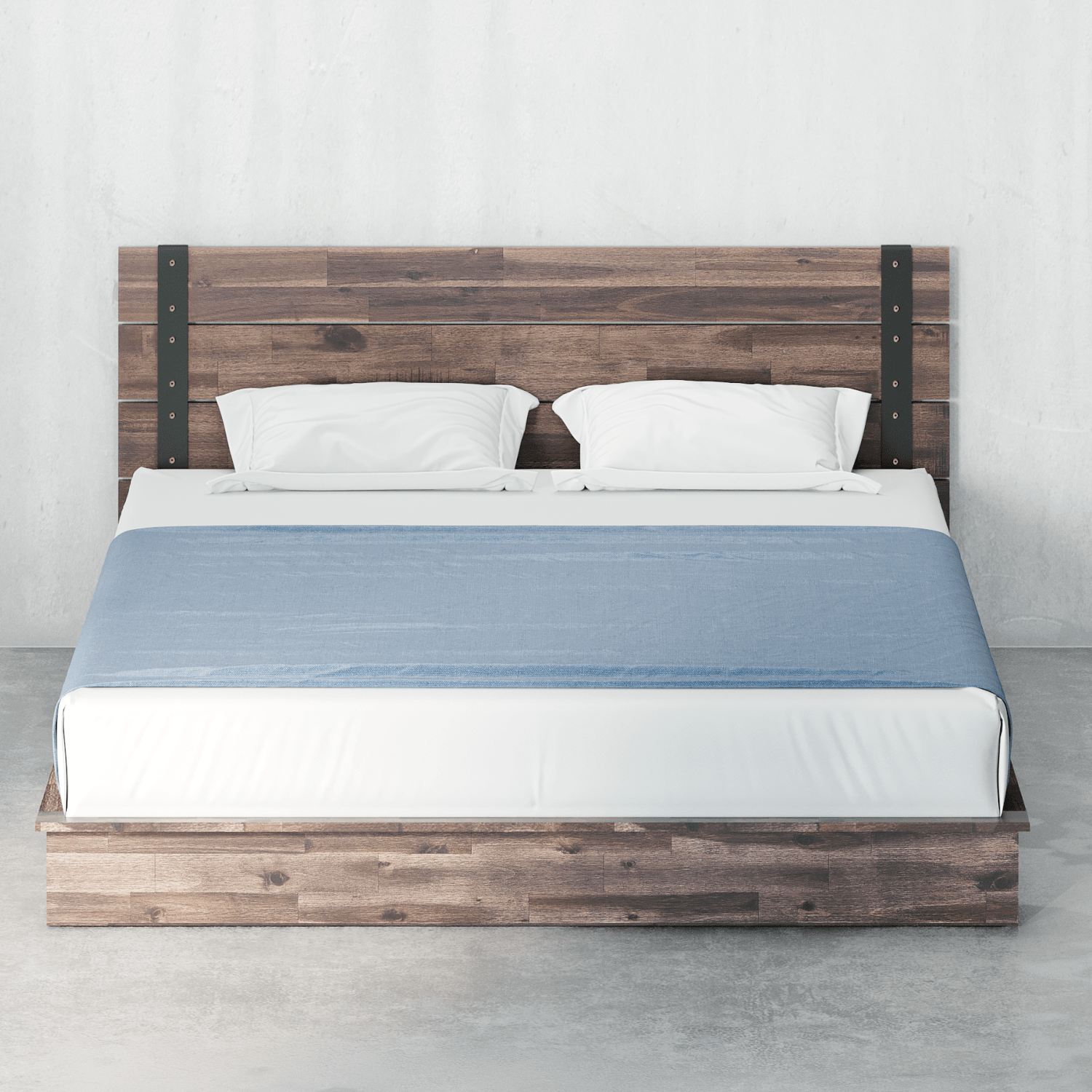 Brock Metal And Wood Platform Bed Frame, Real Wood Bed Frame Full