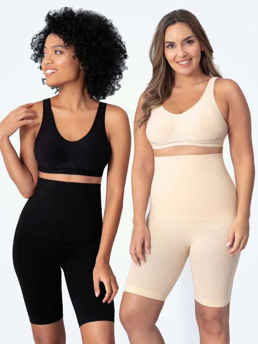 2-Pack High-Waisted Shaper Shorts black and beige