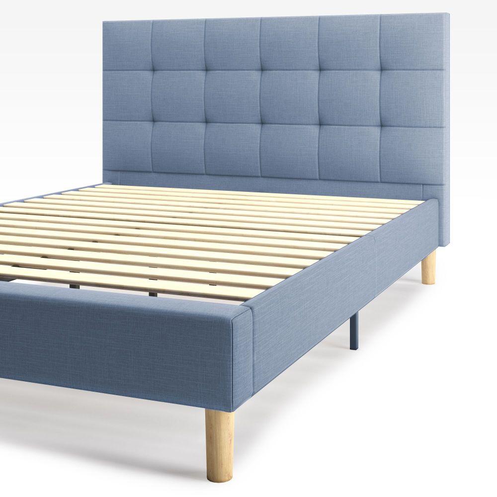 Lottie Upholstered Platform Bed Frame, Zinus Fssw K Upholstered Square Stitched Wingback Platform Bed King