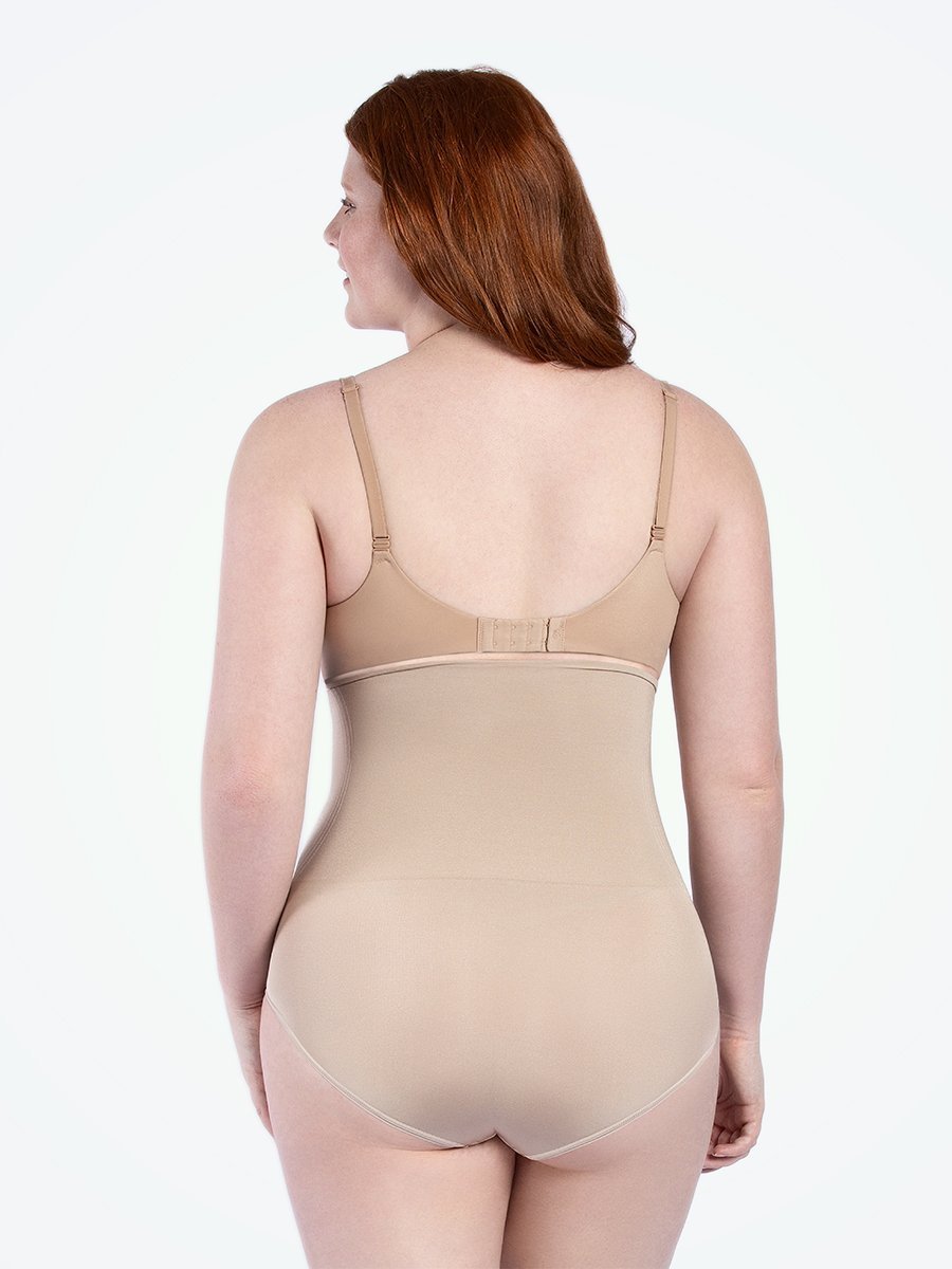 Curveez Signature Control High Waist Brief controls the tummy, back, and behind
