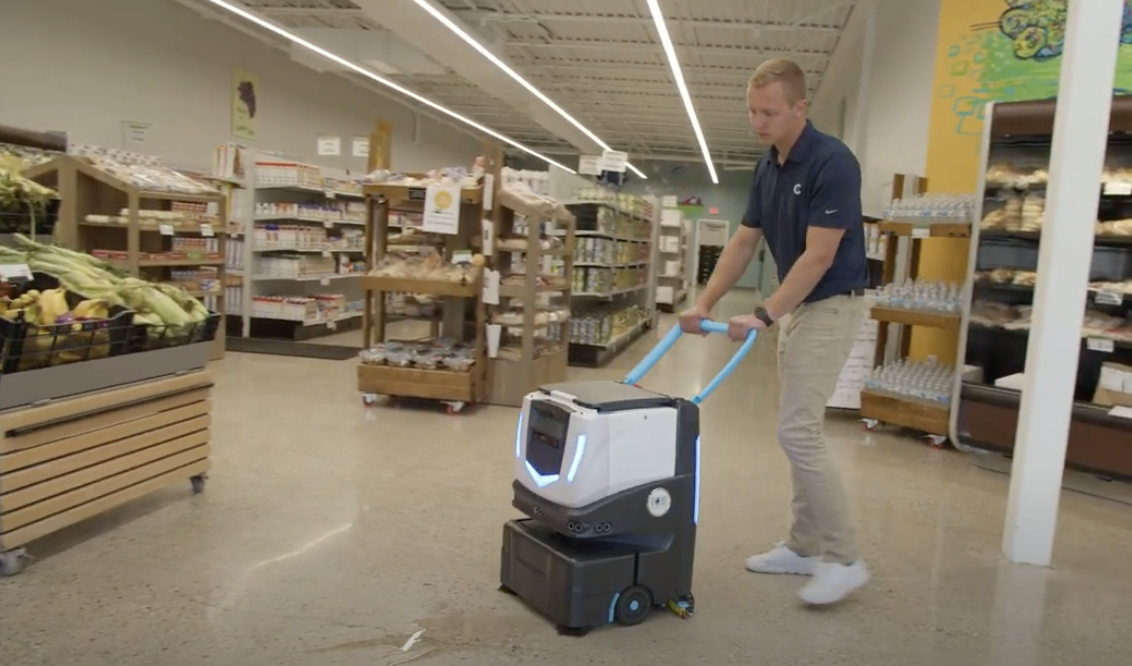 How to use the robotic floor scrubber manually