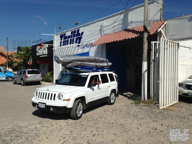 jeep rentals and piled high with paddle boards sayulita mexico