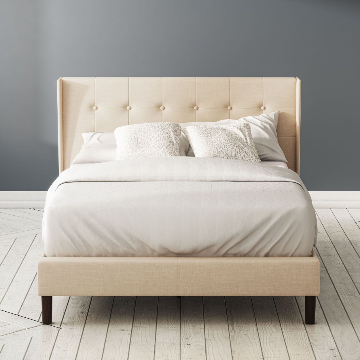 Athena Upholstered Platform Bed Frame, Platform Bed Frame Zinus