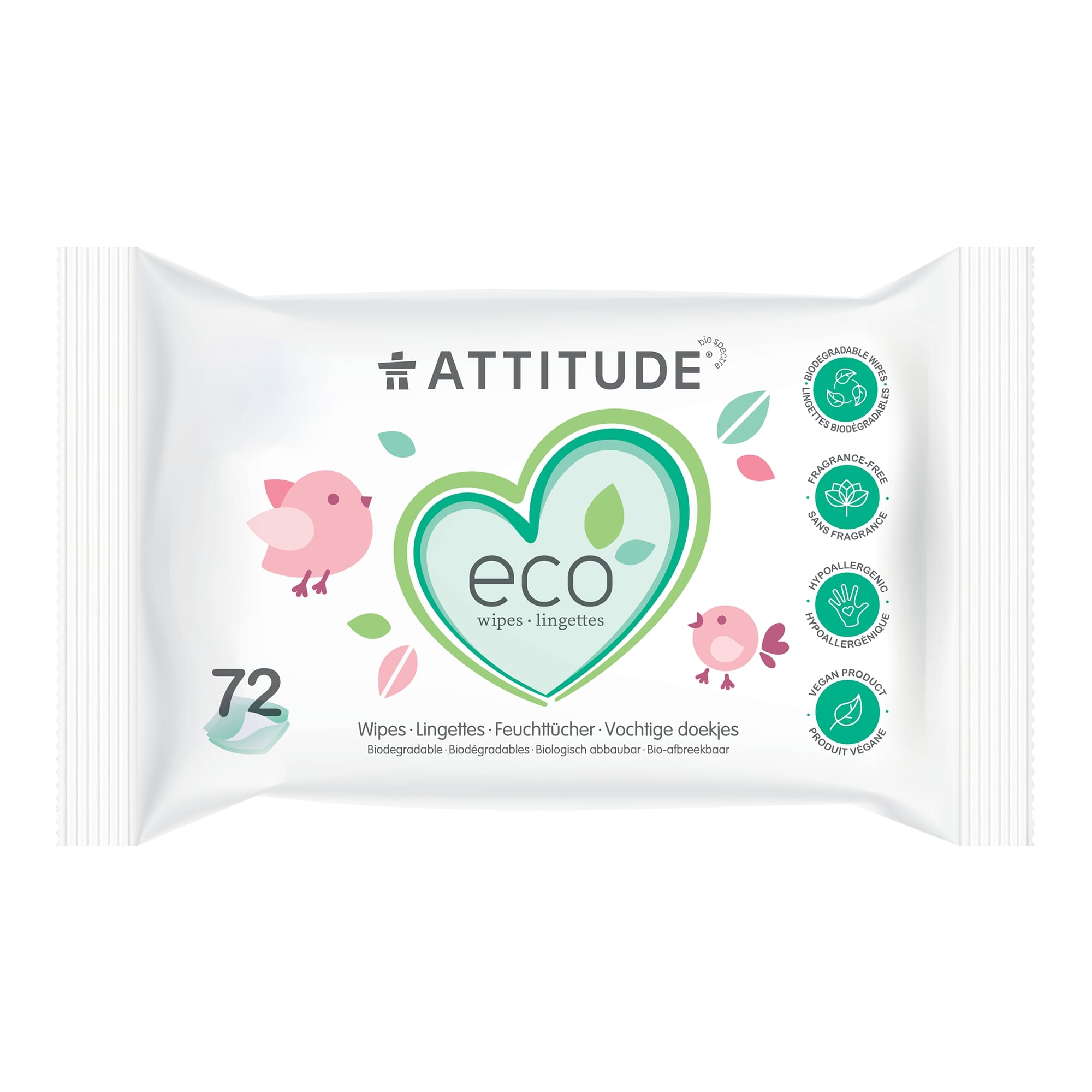 100% Biodegradable Baby Wipes - Fragrance-free | ATTITUDE