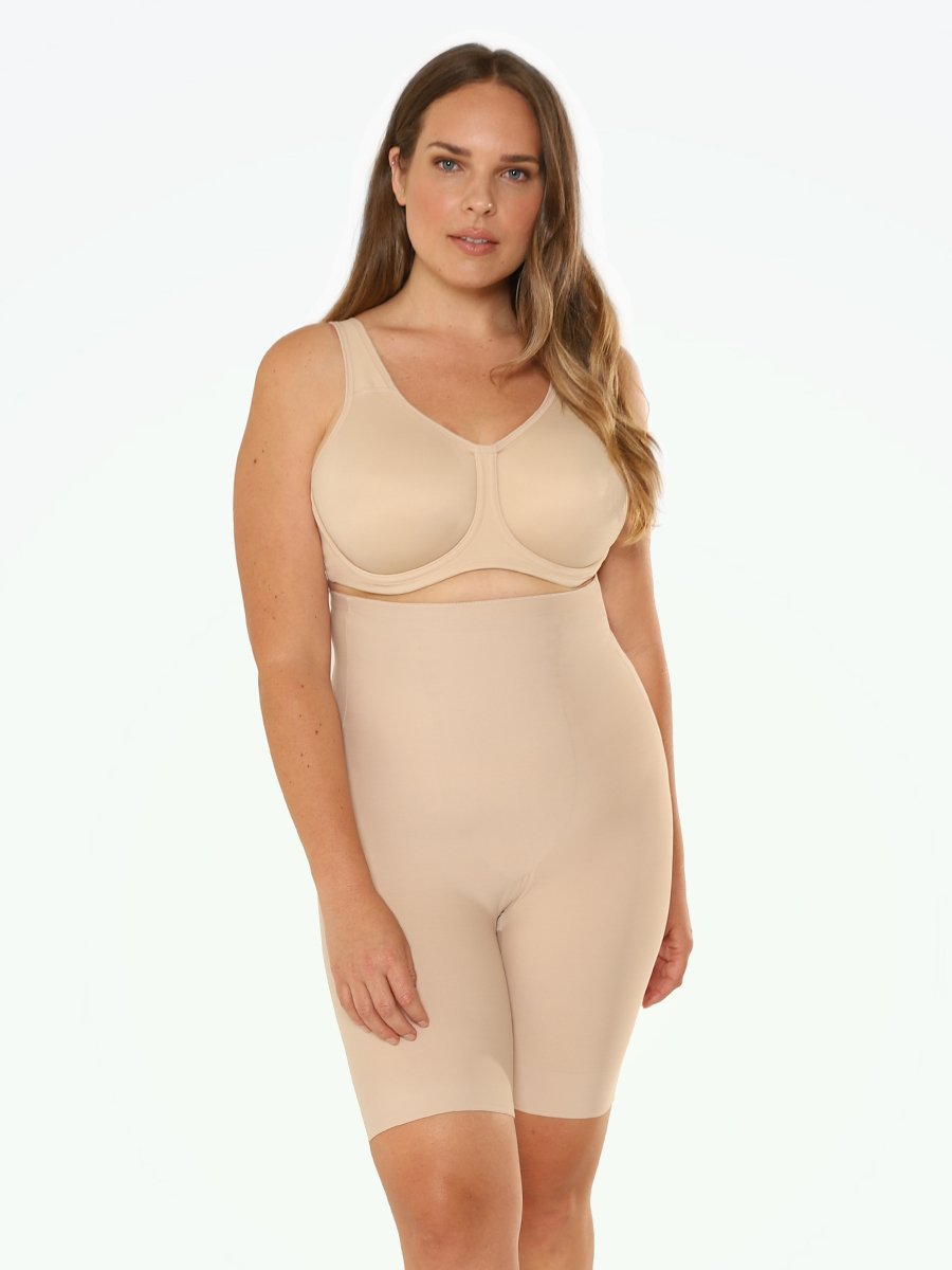 TC Just Enough Plus Size High Waisted Thigh Slimmer beige