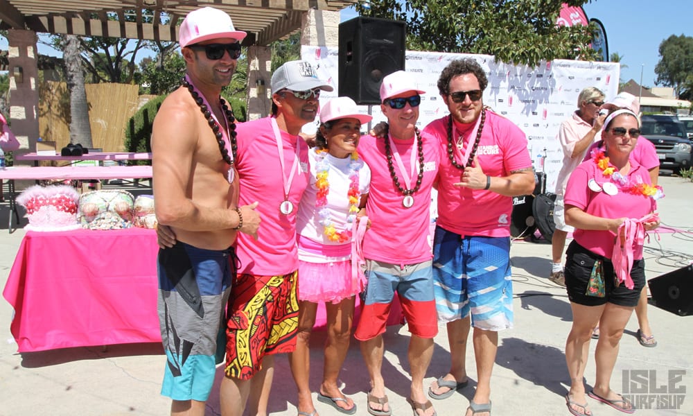 medalist after the race at Stand up for the cure paddle board race Newport Beach