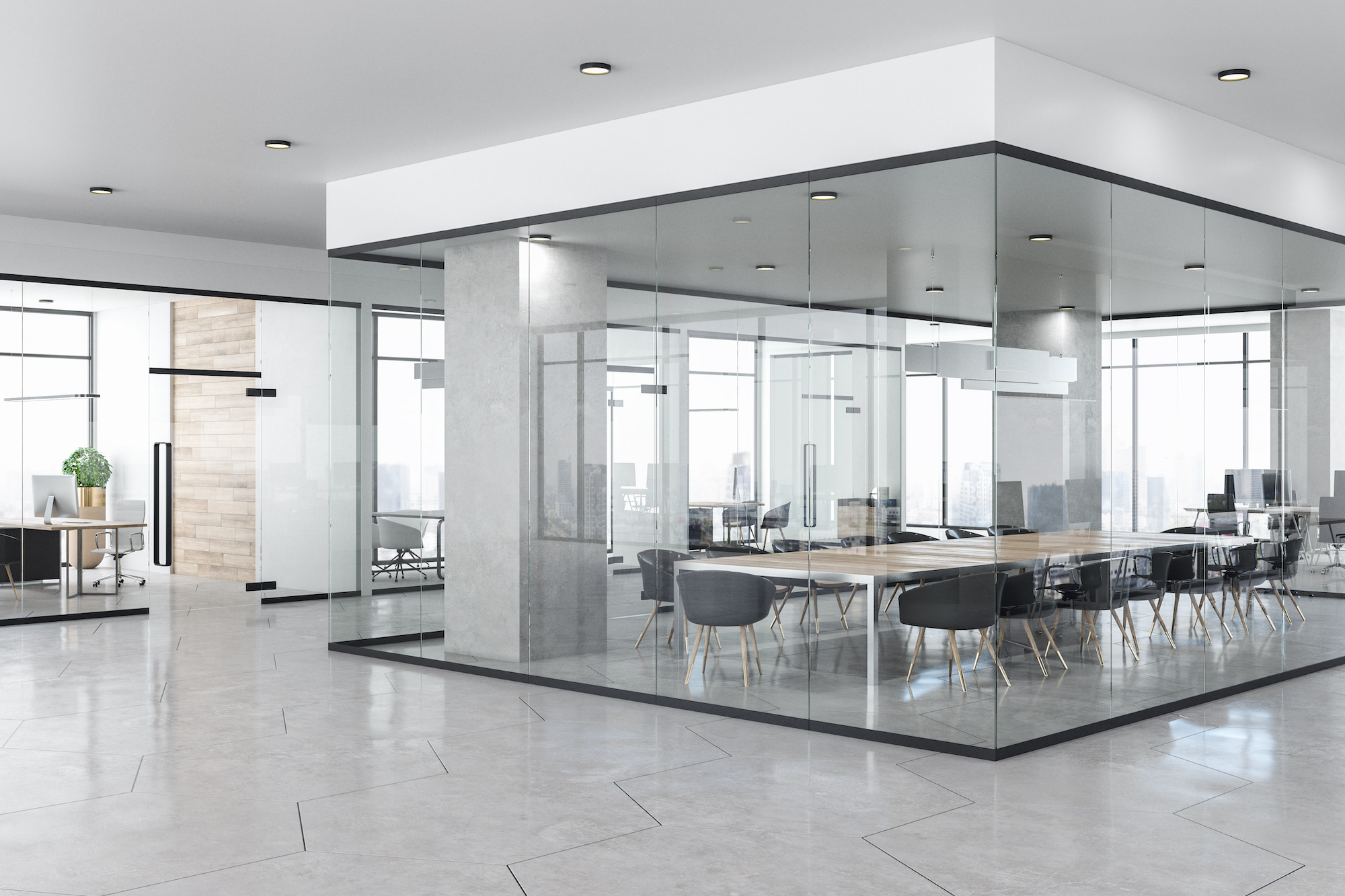 Clean and modern looking office space