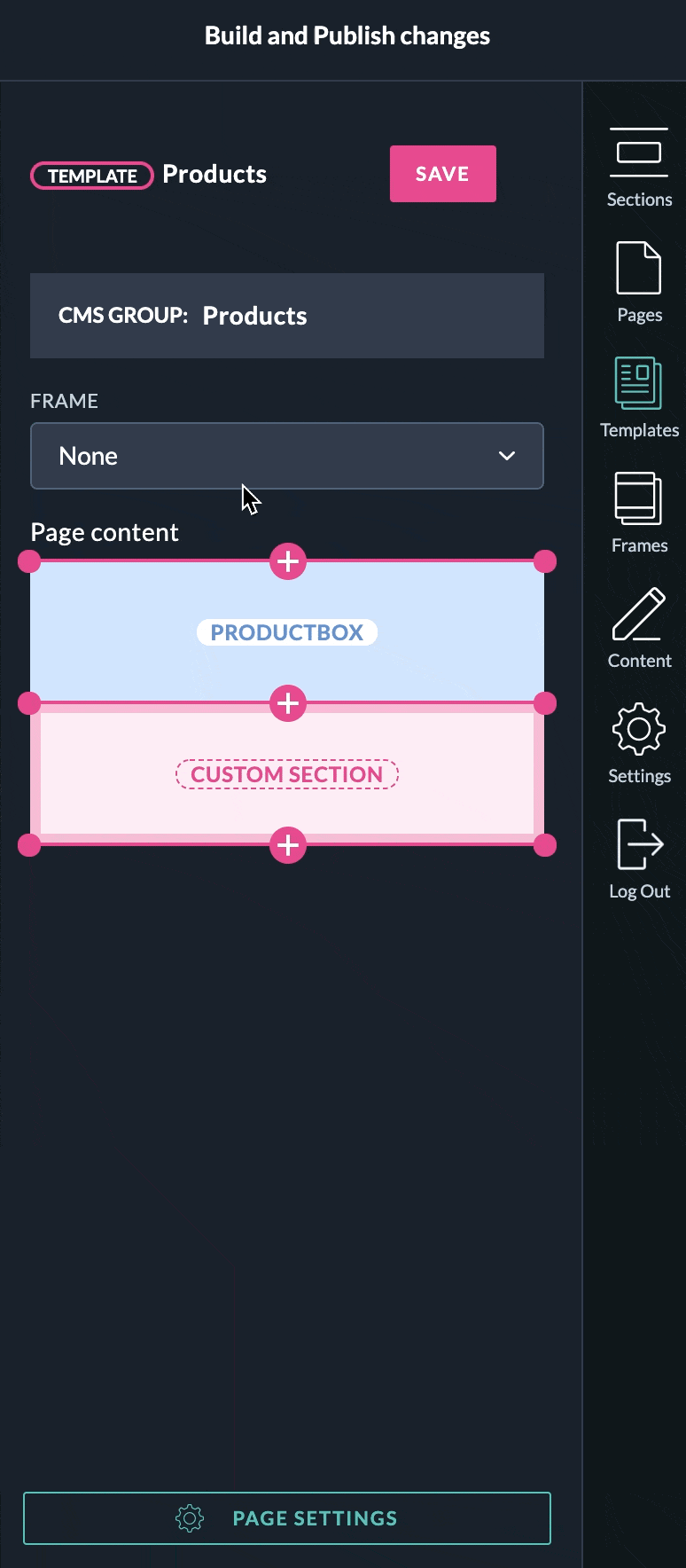 Setting a frame to a template