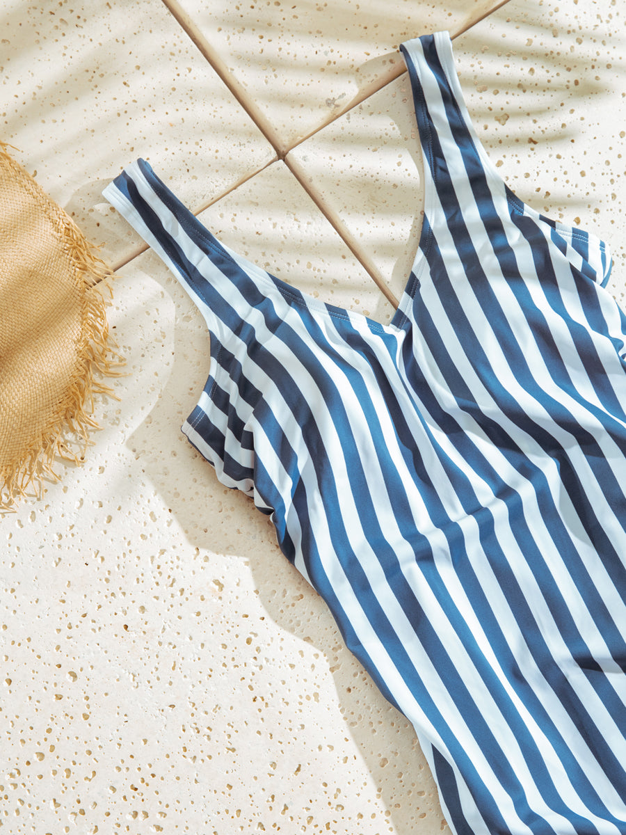 Blue stripes One Piece swimsuit