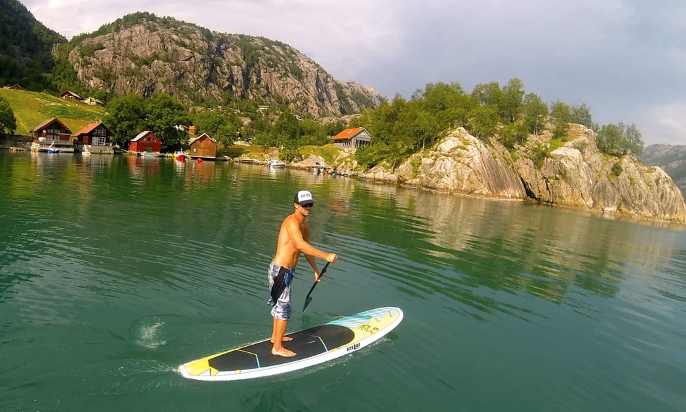 isle crew paddle board the world largest fjord Lynsfjord in Stavanger Norway