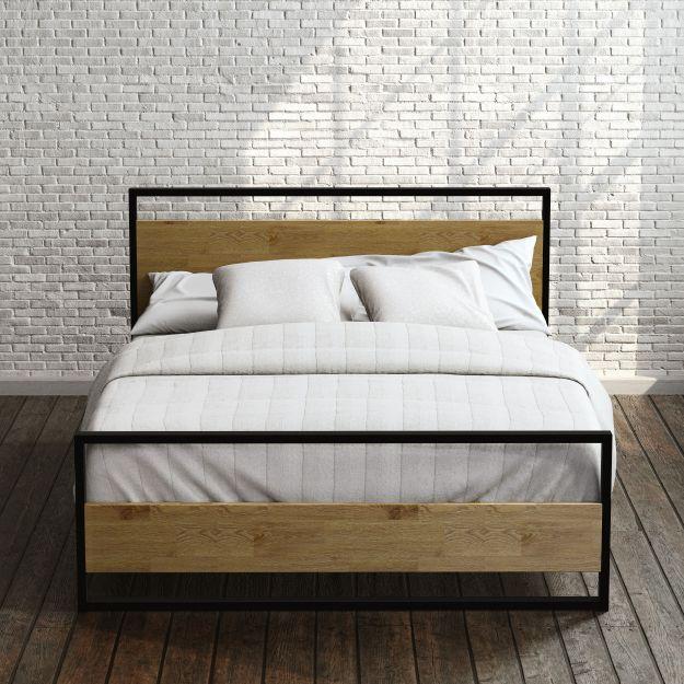 Suzanne Metal And Wood Platform Bed, Queen Size Wood Bed Frame With Headboard And Footboard