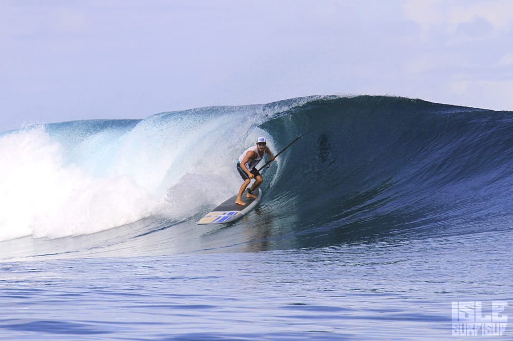 team rider marc get a monster wave at churches left riding a phantom classic board