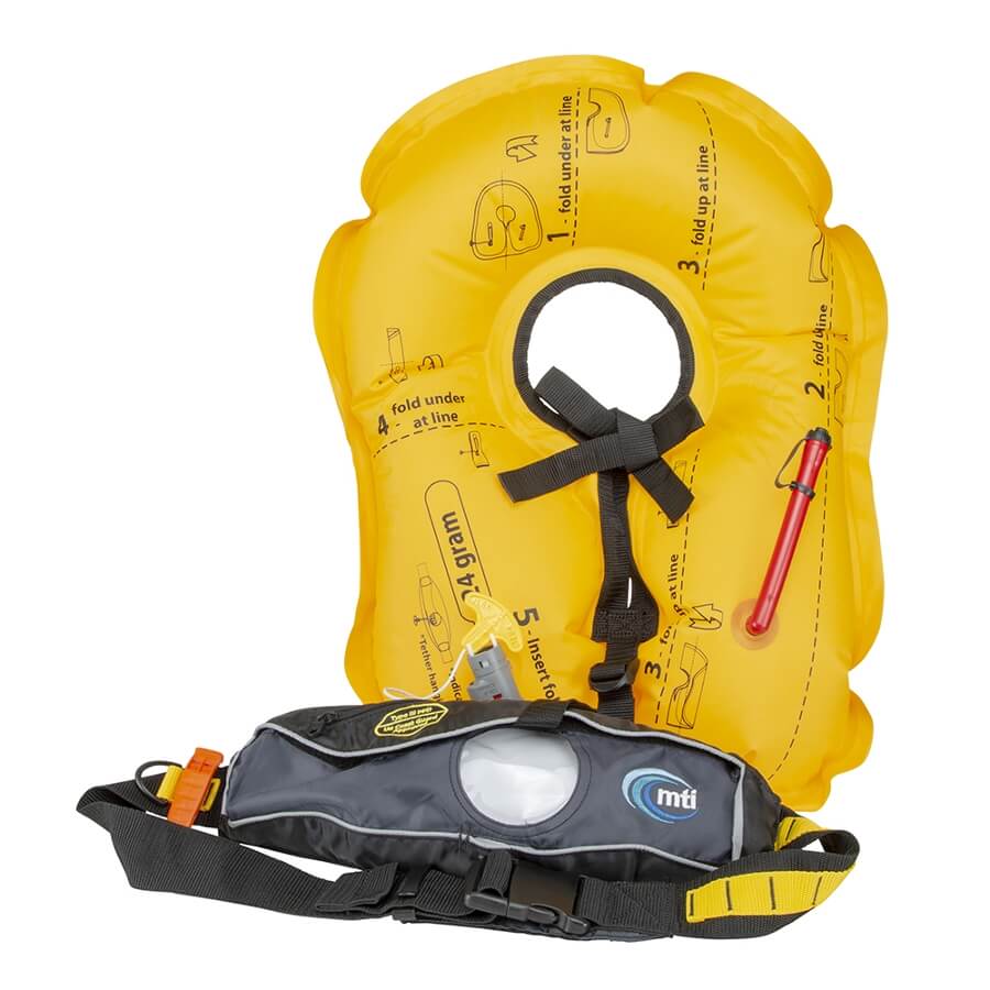 MTI Fluid 2.0 Inflatable Belt Pack Life JacketStay safe in this inflatable life jacket without all the bulky gear getting in your way! It sits comfortably on your waist like a belt and is U.S Coast Guard-approved.