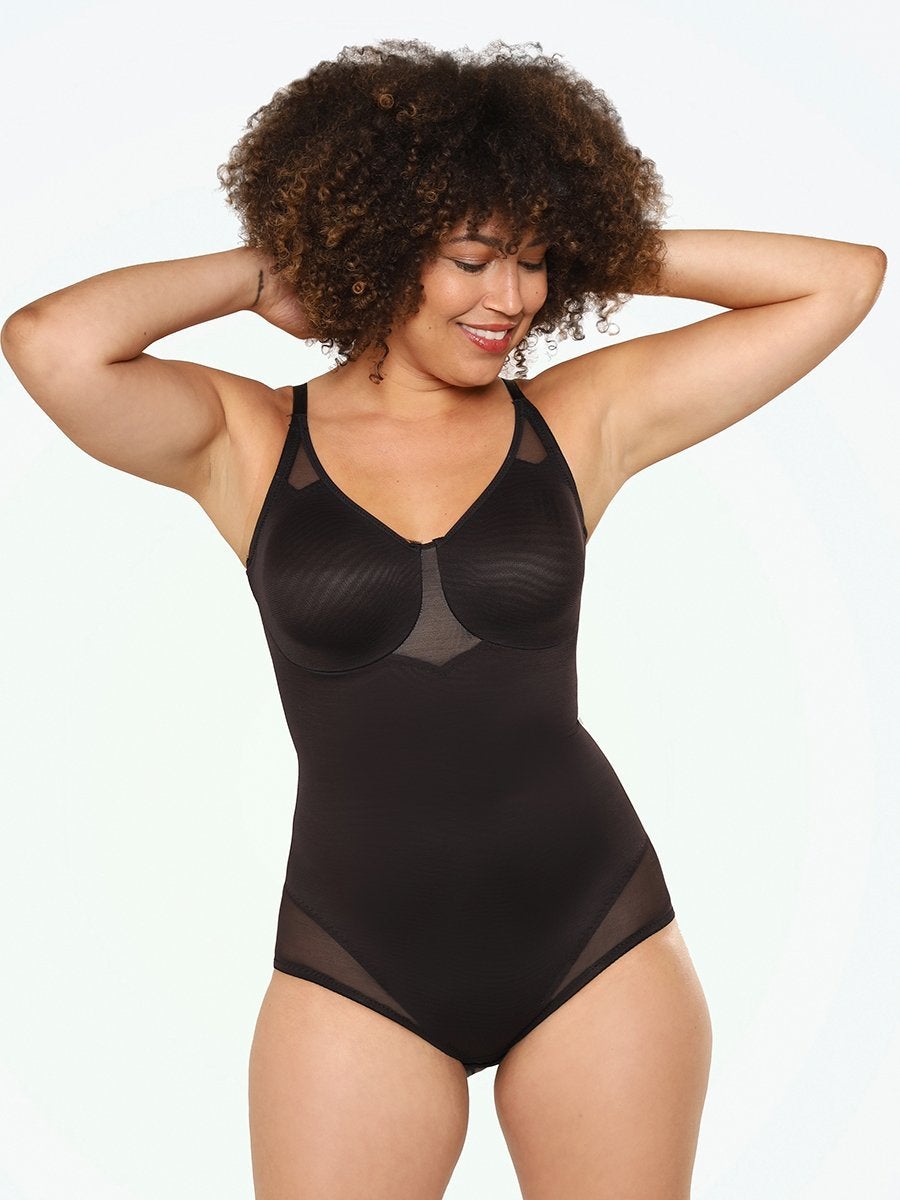Shapermint Miraclesuit Bodysuits Black / 36C Miraclesuit® Sheer Underwire Bodybriefer