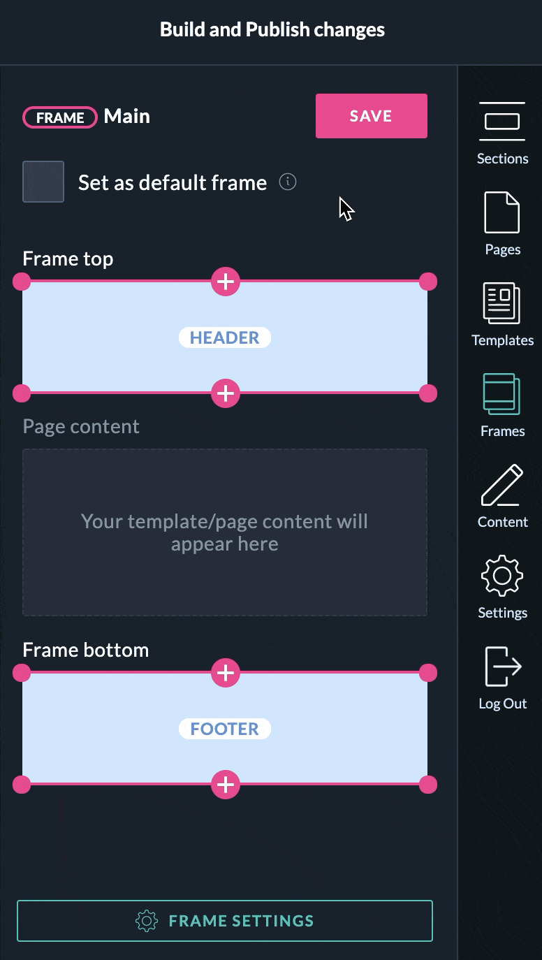 Setting a frame as default