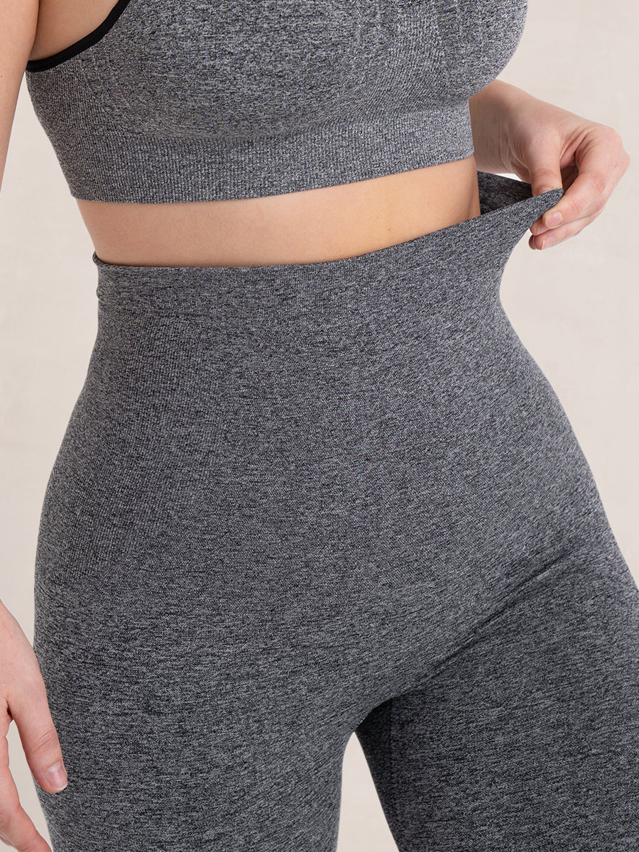 High Waisted Shaping Leggings Heather Gray DETAIL FRONT