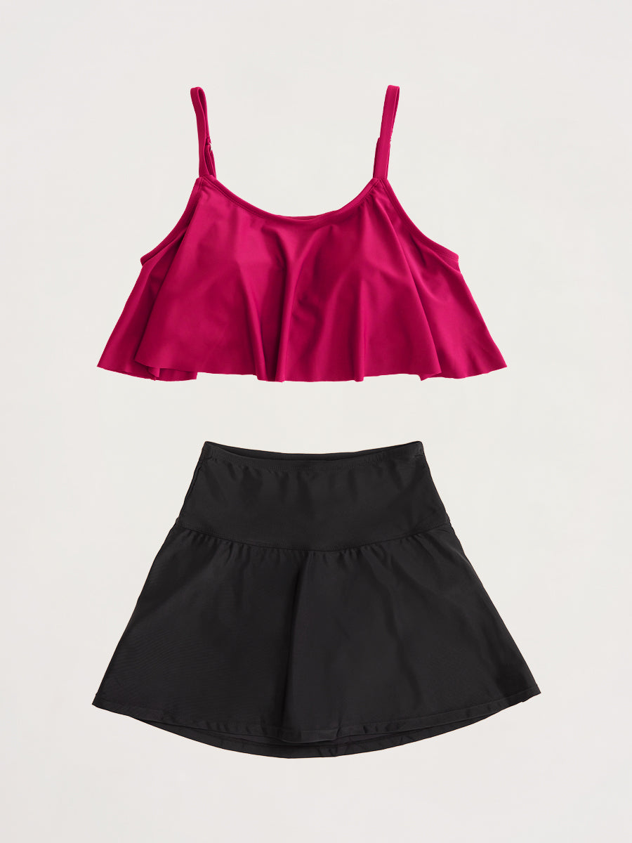 Bundle Shapermint Essentials - 1 Ruffled Bikini Top + 1 Swim Skirt