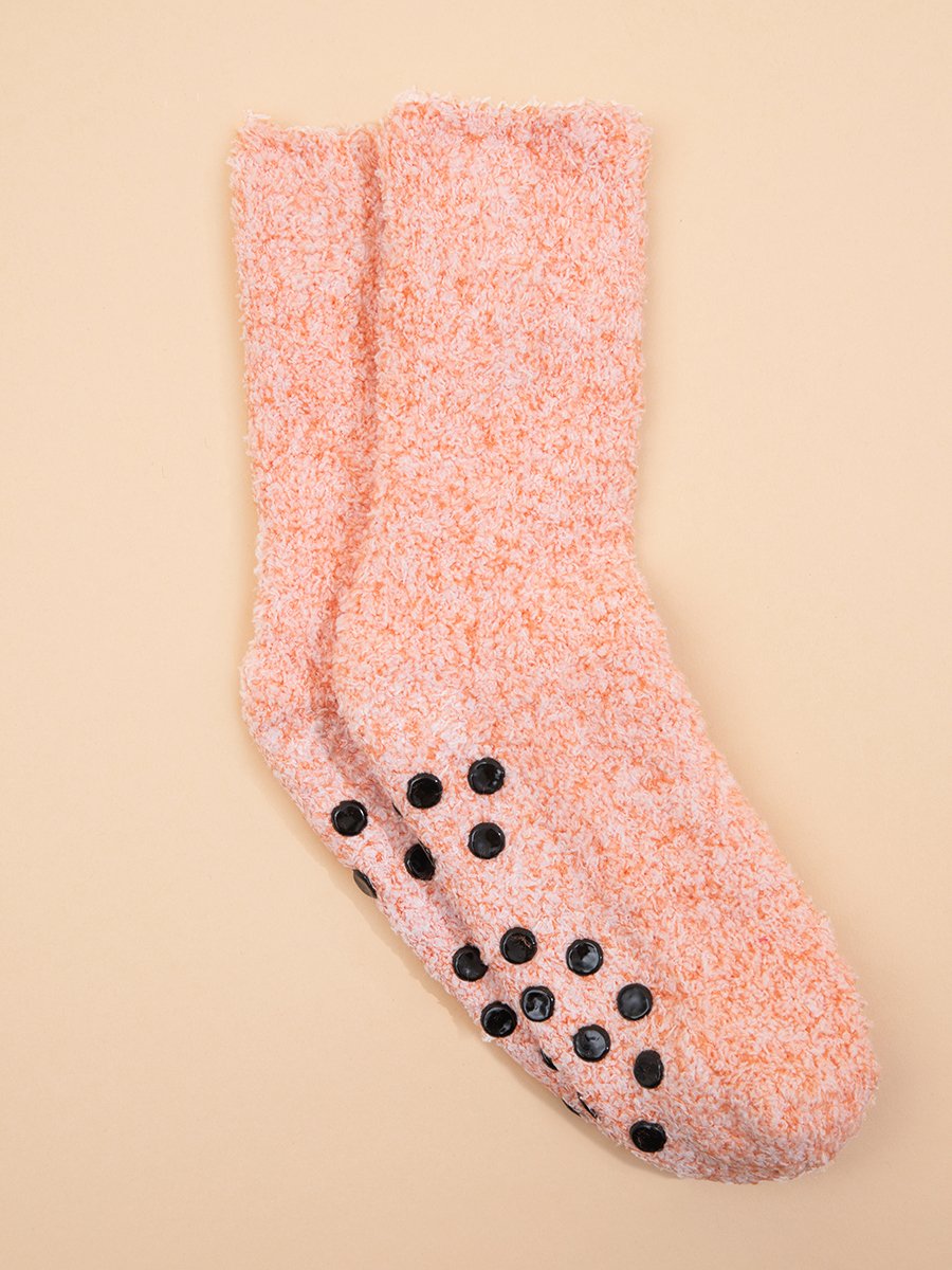 Pink Fuzzy Slipper Socks