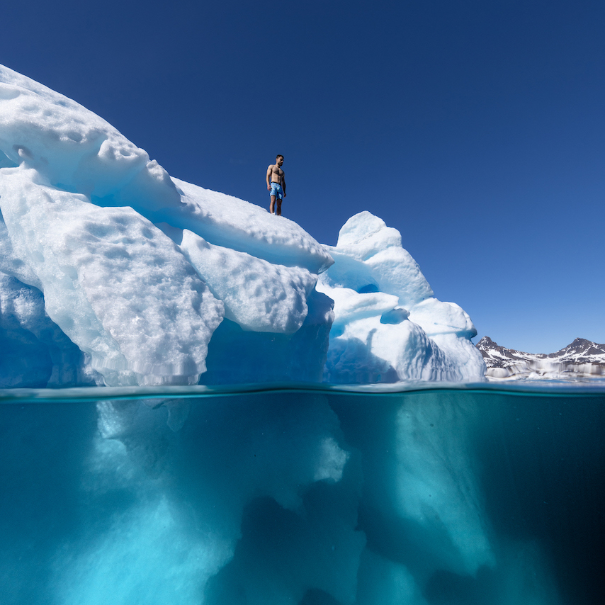 Luke Adams on iceberg