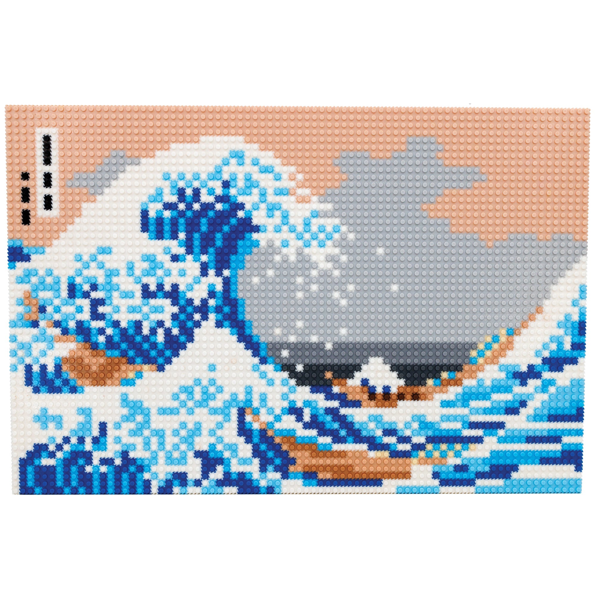 The Great Wave off Kanagawa made of Pix Brix, pixel picture puzzle blocks.