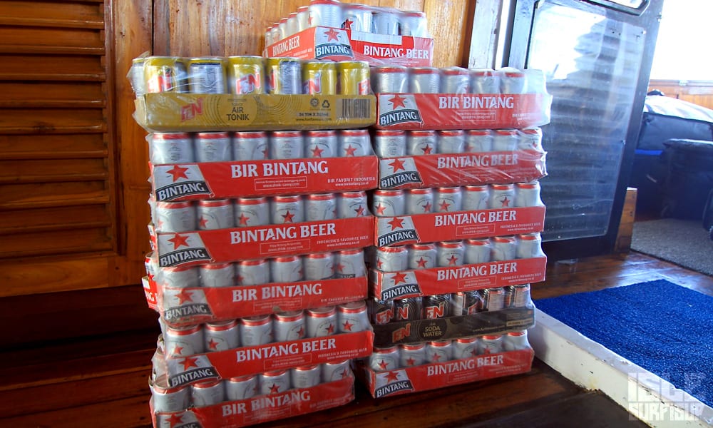 well supplied with bintang beer on the boat
