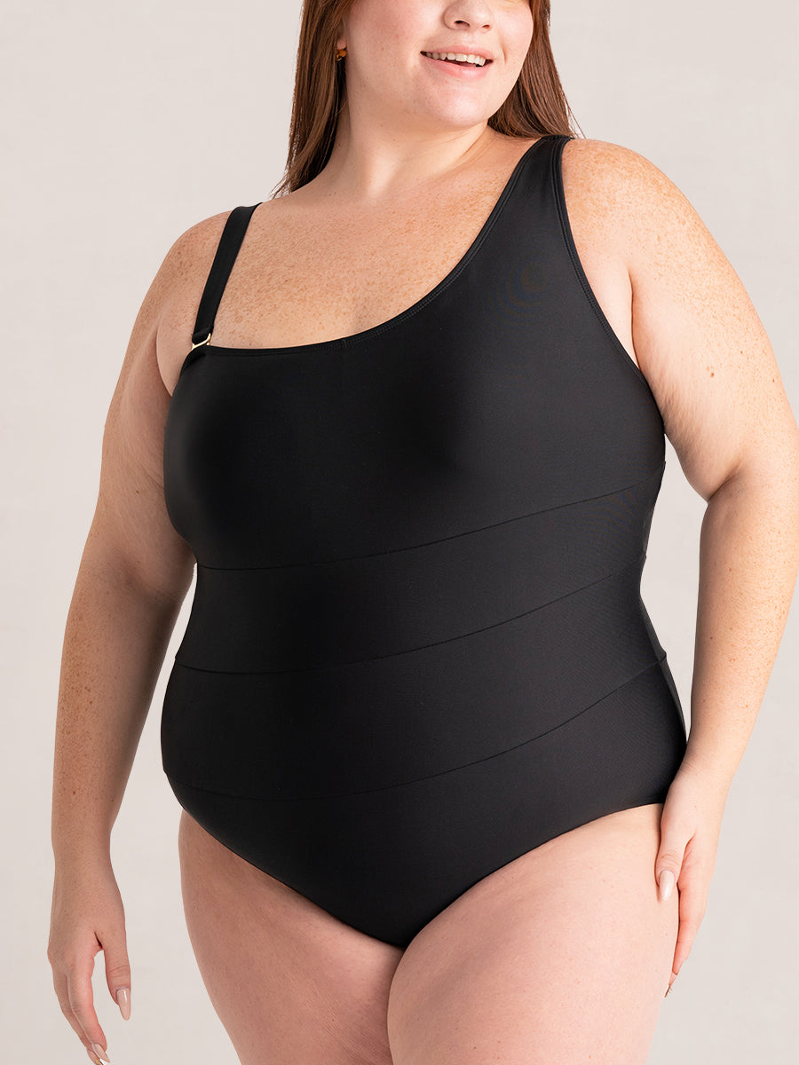 One Shoulder Control Swimsuit black
