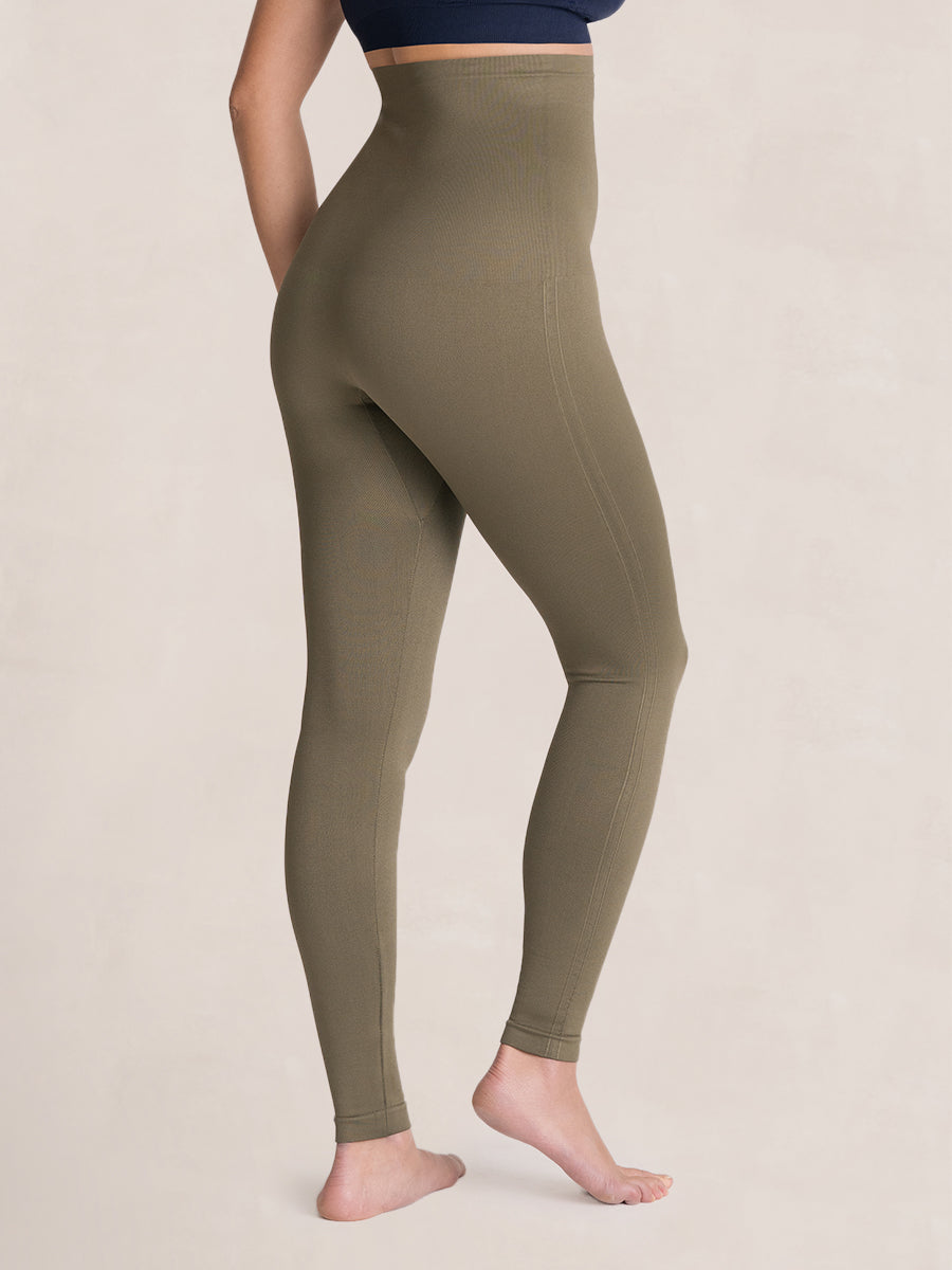 High Waisted Shaping Leggings Olive color BACK
