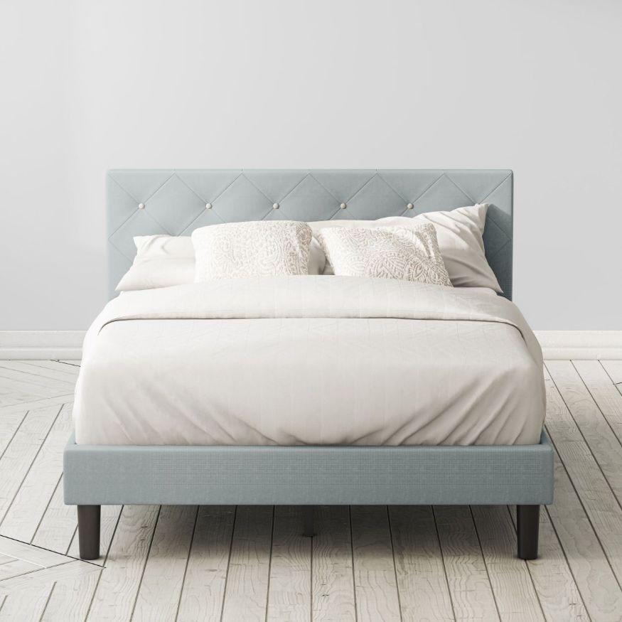 Shalini Upholstered Diamond Stitched Platform Bed Frame | Zinus